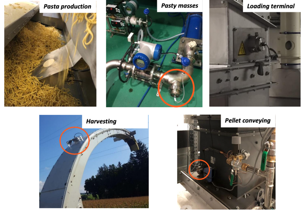Esempi di installazione del sensore per la misura di umidità nei materiali sfusi
